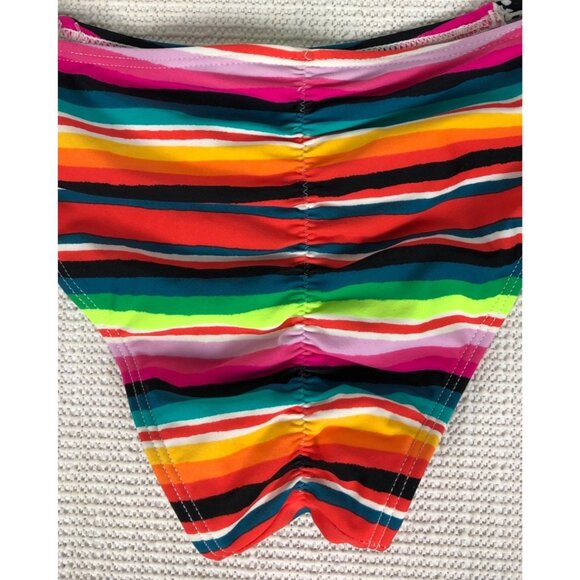 Xhilaration Womens Bikini Bottoms Size XS Multi Colored Striped Ruched Back - Picture 3 of 12